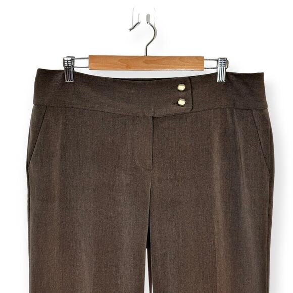 APT.9 Straight Leg Dress Pants Trousers Leg Gold Button Accent Brown Size 14 - Picture 2 of 10